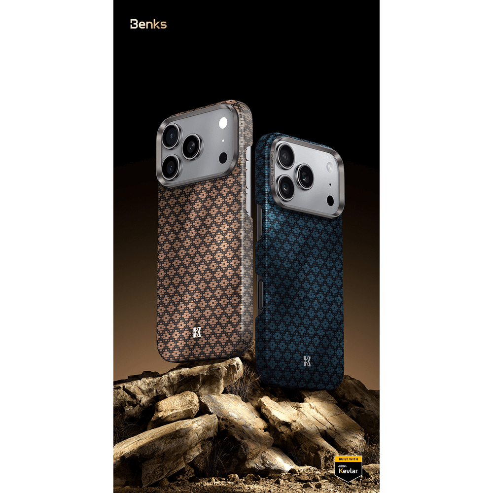 Benks Magnetic Air Armor Grid Kevlar maska ​​s metalnim okvirom 600D za iPhone 17 plava slika 5