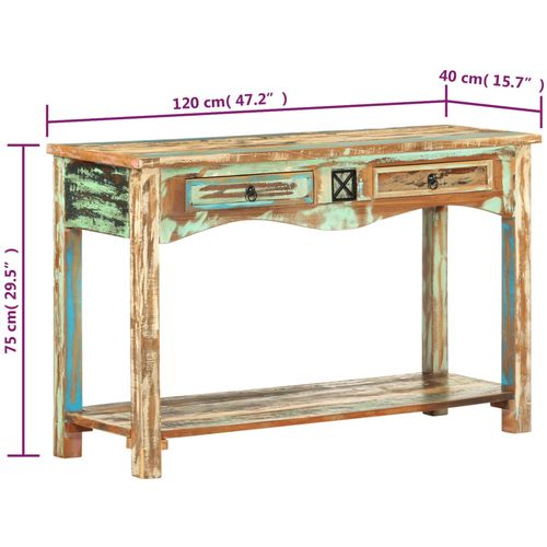 Konzolni stol od masivnog obnovljenog drva 120 x 40 x 75 cm slika 47