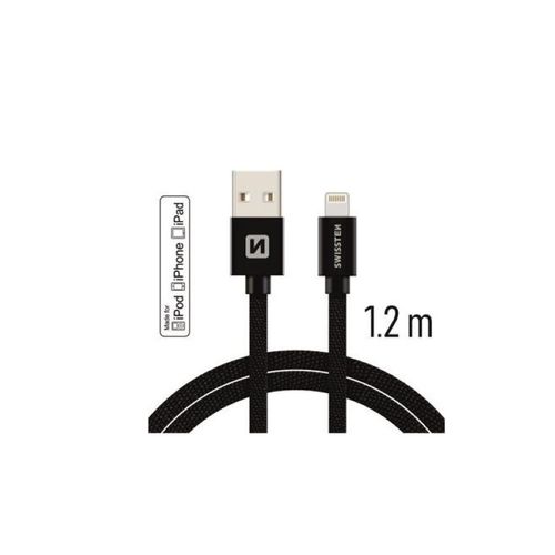 SWISSTEN kabel USB-C/Lightning MFI, platneni, 1.2m, crni slika 1