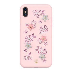 Maskica ukrašena orginalnim Swarovski kristalima Kingxbar Petal za iPhone XS Max - pink