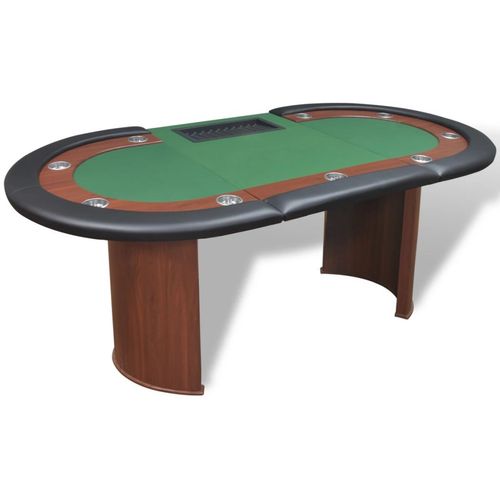 Stol za Poker za 10 Igrača s Prostorom za Djelitelja i Držačem Žetona Zeleni slika 29