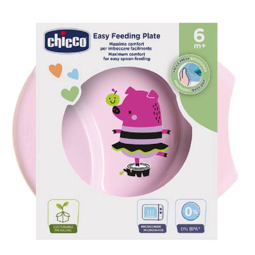 Chicco Duboki tanjir Easy Feeding Plate 6m+, Rozi slika 1