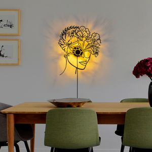 Flower Woman Black Wall Lamp