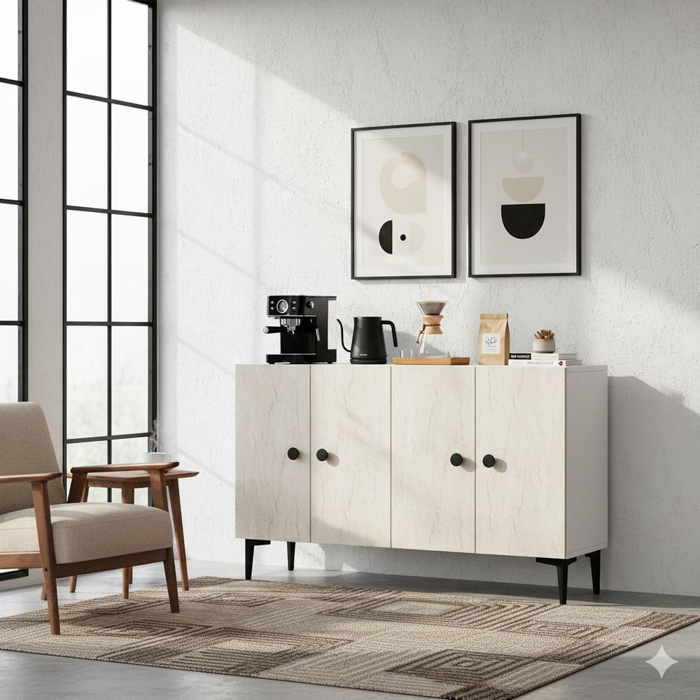 Konzola Pella 120 - Bijela i Travertin slika 3