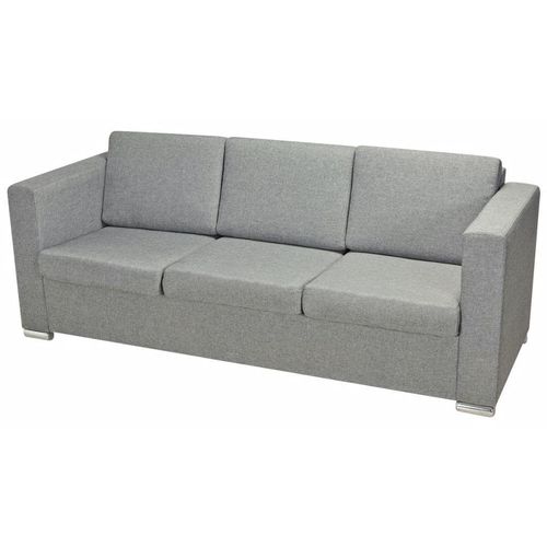 Trodijelni set sofa od tkanine svijetlosivi slika 2