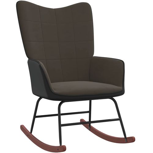 Stolica za ljuljanje s osloncem za noge tamnosiva baršun/PVC slika 14