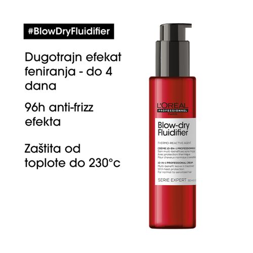 Loreal Professionnel Paris Blow Dry Fluidifier 10 u 1 profesionalna višenamenska krema sa zaštitom od toplote za normalnu i osetljivu kosu 150ml slika 12