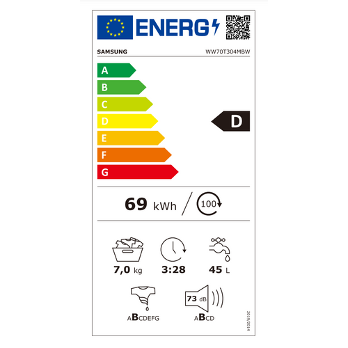 Samsung perilica rublja WW70T304MBW/LE - Samostojeća perilica s kapacitetom pranja od 7 kg slika 10