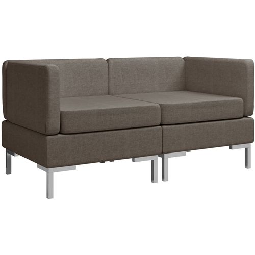 2-dijelni set sofa od tkanine smeđe-sivi slika 2