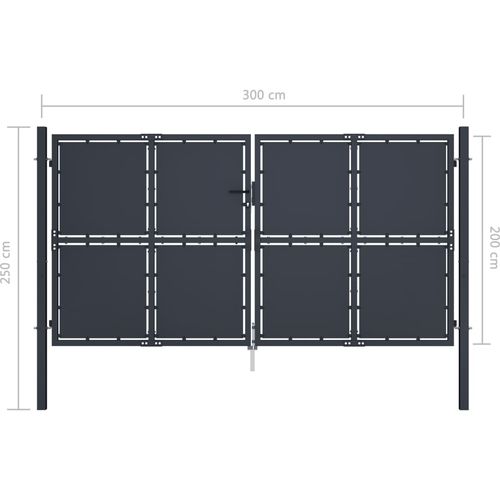 Vrtna vrata čelična 300 x 200 cm antracit slika 5