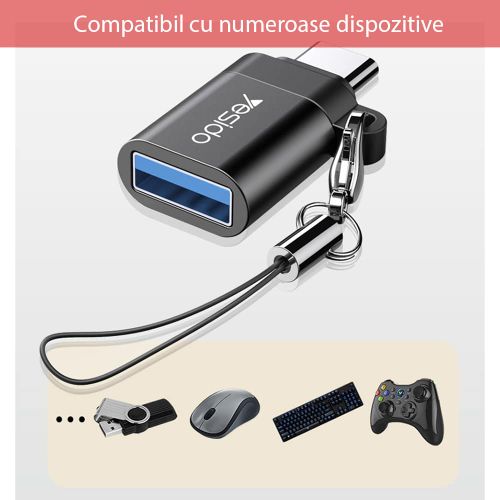 Yesido - OTG adapter (GS06) - Type-C na USB 3.0 Plug & Play 5Gbps - crni slika 3