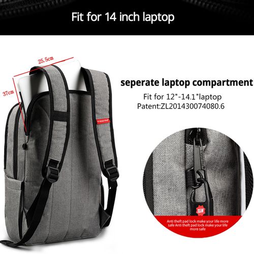 Tigernu ruksak za laptop T-B3090, 15.6", svjetlosiva slika 4