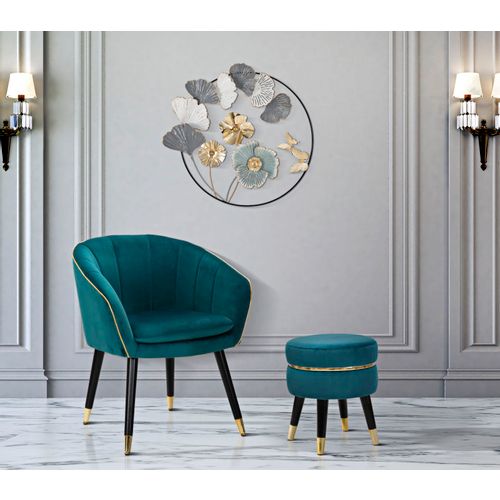 Mauro Ferretti Fotelja Paris teal-gold cm 62x58x78 slika 8