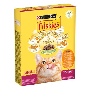 Friskies® Hairball, Hrana za mačke, piletina i ćuretina sa povrćem, 300g 