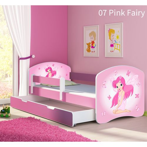 Dječji krevet ACMA s motivom, bočna roza + ladica 160x80 cm - 07 Pink Fairy slika 1