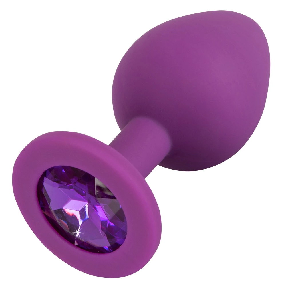 Analni čep Colorful Joy konusni ljubičasti s kristalima 8 cm slika 2