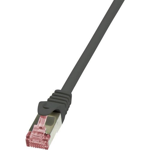 LogiLink CQ2093S RJ45 mrežni kabel, Patch kabel cat 6 S/FTP 10.00 m crna vatrostalan, sa zaštitom za nosić 1 St. slika 1