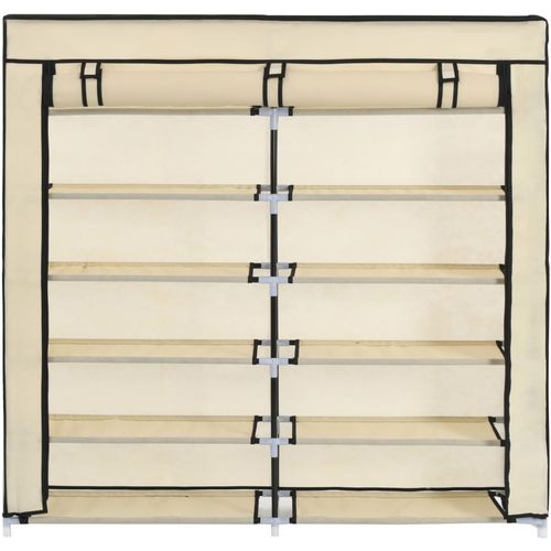 282433 Shoe Cabinet with Cover Cream 115x28x110 cm Fabric slika 6