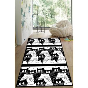 TANKA Staza White Cats Multicolor Hall Carpet (80 x 150)