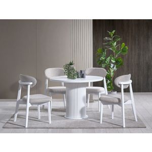 Silva - White White Dining Table & Chairs Set (4 Pieces)