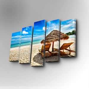 5PUC-072 Multicolor Decorative Canvas Painting (5 Pieces)