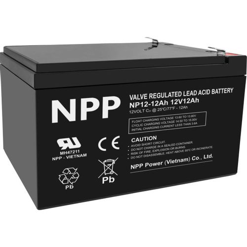 NPP NP12V-12Ah, AGM BATTERY, C20=12AH, T2, 151x98x95x100, 3,3KG, BLACK slika 1