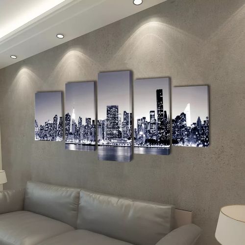 Zidne Slike na Platnu Monokromatski Set s Printom New York 200 x 100 cm slika 2