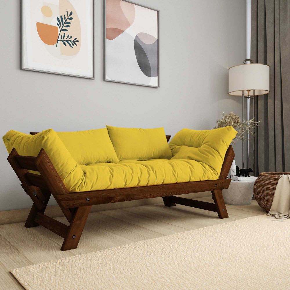 Dvosjed sofa CPT8166-210 - boje: Orah, Žuti vrt slika 1