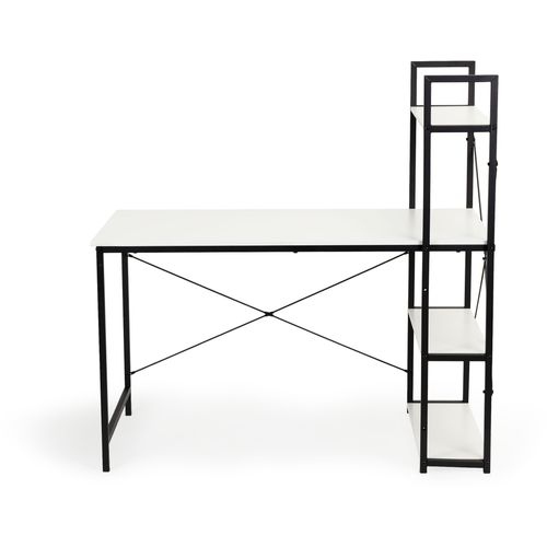 Metalni radni stol u LOFT stilu s 3 polica bijeli slika 1