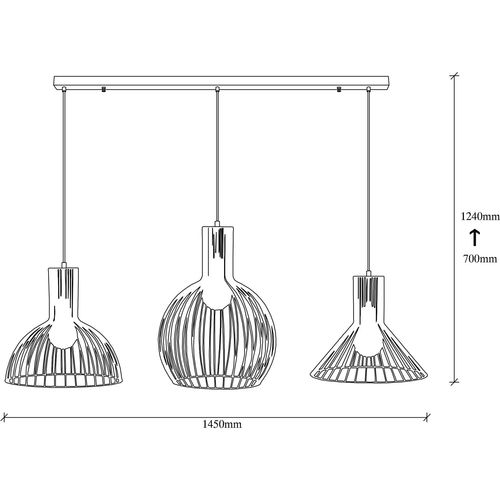 Opviq Visilica DIFFERENT metalna crnam 145 x 38 cm, promjer 1 lampa 26, visina 60 cm, 2 lampa 30 cm , visina 64 cm, 3 lampa promjer 44 cm, visina 66 cm, ukupna dimenzija baze 120 x 6 x 4 cm, podesvia visina slika 5