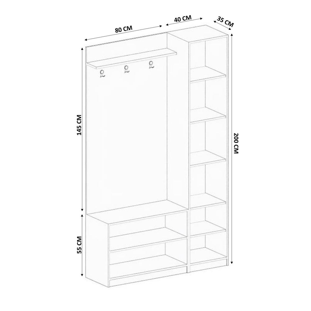 Hall Stand Rb-044 - Mat Bijela slika 7