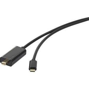 Renkforce USB-C® / Mini-DisplayPort adapterski kabel USB-C® utikač, Mini DisplayPort utikač 1.00 m crna RF-3421682 pozlaćeni kontakti USB-C® Display kabel