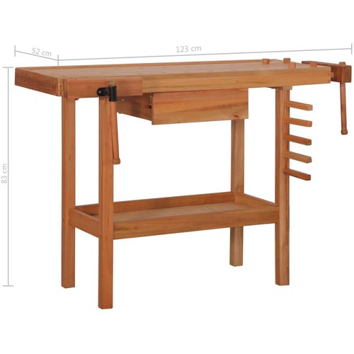 Radni stolarski stol s ladicom i 2 stege drveni slika 9