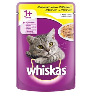 WHISKAS Vrećica za mačke Piletina u želeu, potpuna hrana s piletinom, 100 g