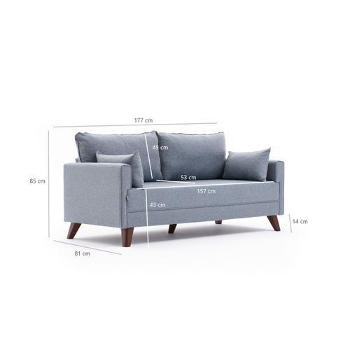 Atelier Del Sofa Dvosjed BELLA plavi, Bella Soft İkili Koltuk - Blue slika 8