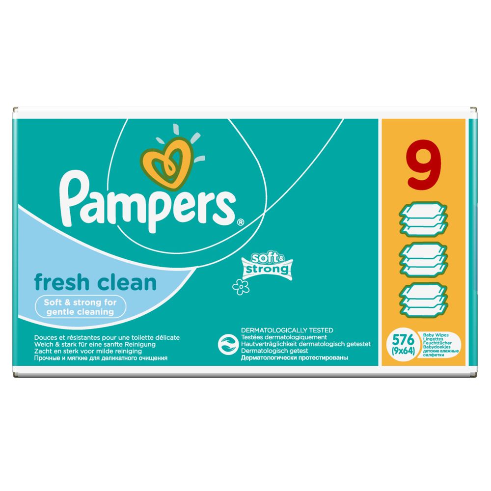 Pampers Dječje vlažne maramice Fresh Clean, 9 x 64 komada slika 2