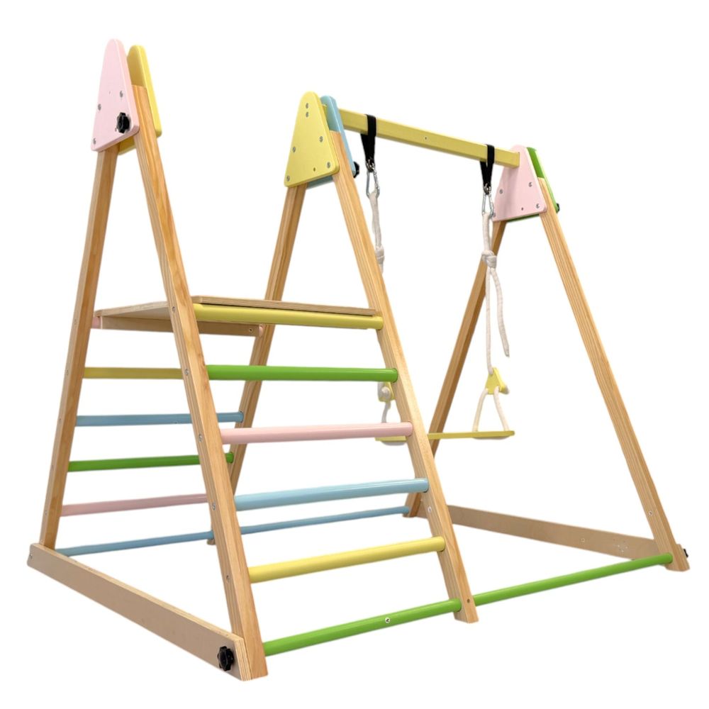 Kinder Home Sklopiva drvena penjalica sa ljuljačkom Pikler slika 8