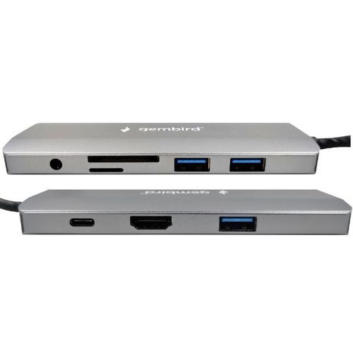 A-CM-COMBO9-03 ** Gembird USB Type-C 9in1 multi-port adapter USB-C+HUB+HDMI+PD+card+RJ45 Gbit (2159) slika 1