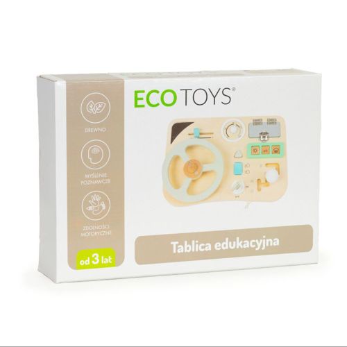 Ecotoys Drvena upravljačka ploča volan, svijetlo siva slika 5