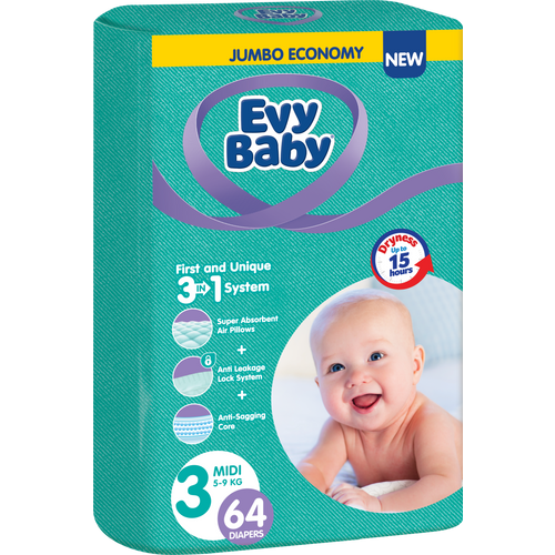 Evy Baby jednokratne pelene 3 u 1 sistem Jumbo slika 2