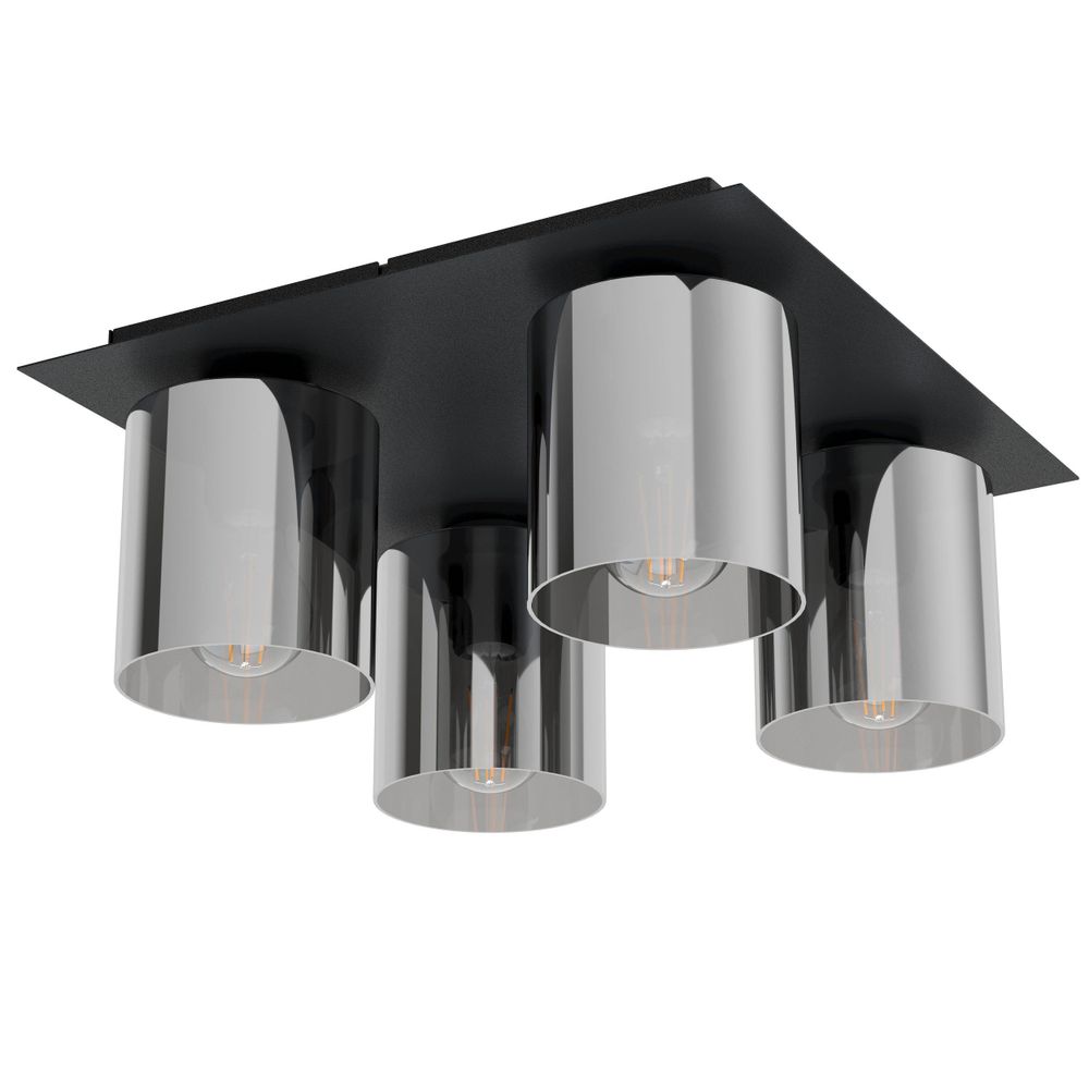 Eglo stropna lampa 'Gorosiba' - crna s crno-prozirnim staklom, E27 slika 1