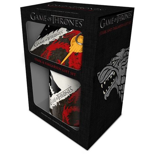 Game of thrones (stark &amp; targaryen) gift set - mug, coaster,keychain slika 1