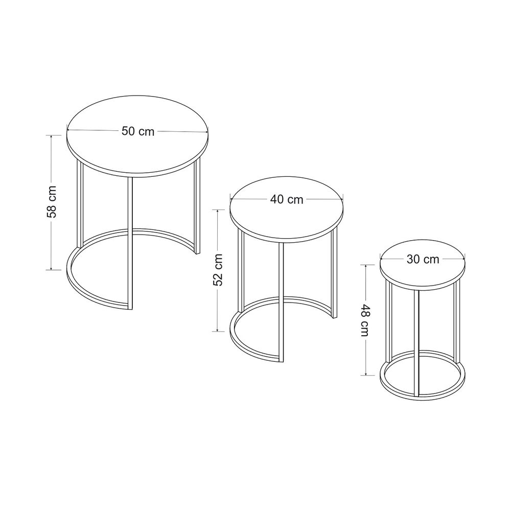 Nesting Table Gloria - Crna (3 komada) slika 6