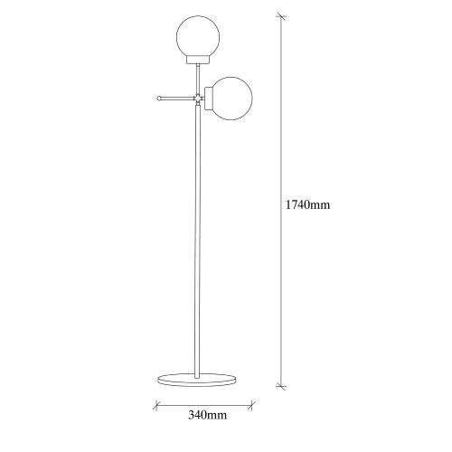 Opviq Podna lampa MUDONI MR, zlatna, metal- staklo, 34 x 15 cm, visina 174 cm, duljina kabla 350 cm, 2 x E27 40 W, Mudoni - MR - 955 slika 6