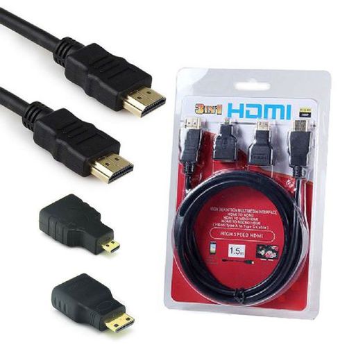 HDMI kabl 1.5m sa mikro mini hdmi adapterima slika 1