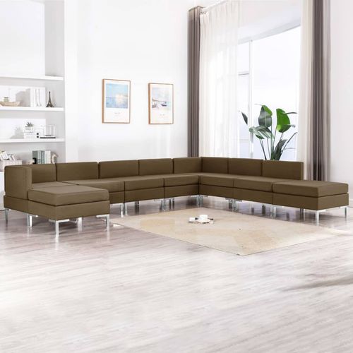 9-dijelni set sofa od tkanine smeđi slika 1