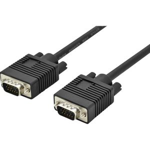 Digitus VGA priključni kabel VGA 15-polni utikač, VGA 15-polni utikač 1.80 m crna AK-310103-018-S s feritnom jezgrom, dvostruko zaštićen, okrugli VGA kabel