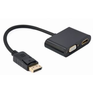 A-DPM-HDMIFVGAF-01 Gembird DisplayPort male to HDMI female + VGA female adapter cable, black