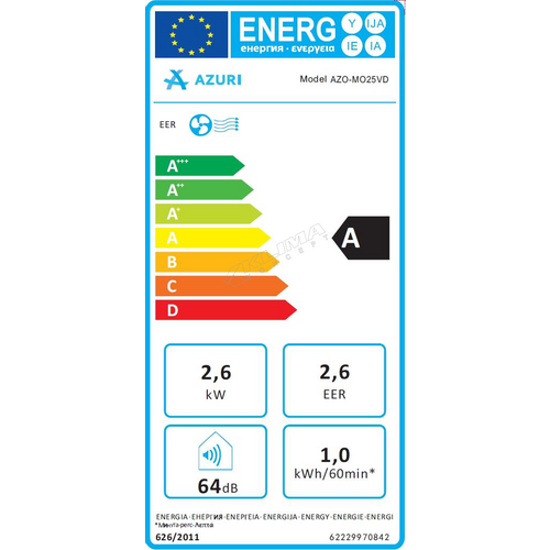 AZURI ECO DESIGN prijenosni klima uređaj 2,6 kW slika 2