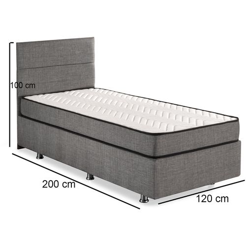 Woody Fashion Osnova i uzglavlje kreveta za jednu osobu, Sivo, Silver - Grey (120 x 200) slika 4